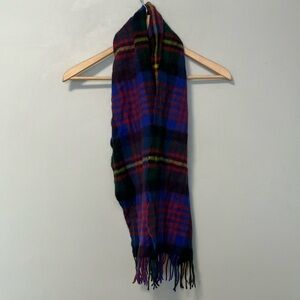 Louisa Perini 100% cashmere Plaid Scarf with Fringe